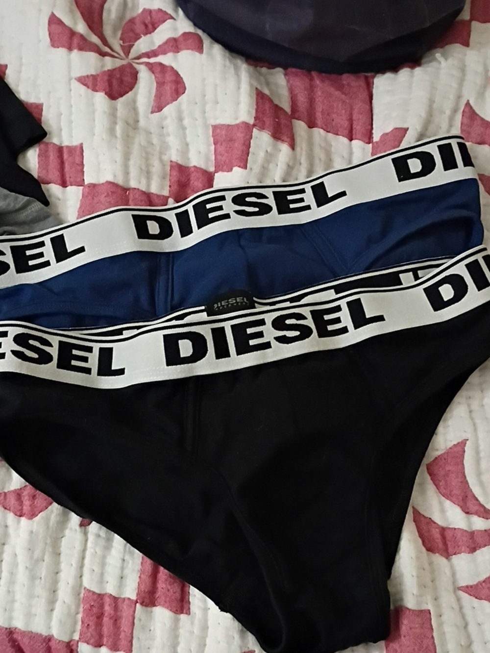 Diesel Black & Navy Logo Elastic Briefs